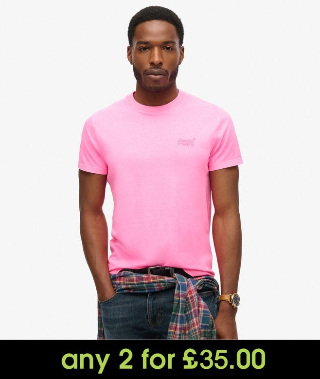 Superdry Essential Logo Embroidered T-Shirt Dry Fluro Pink