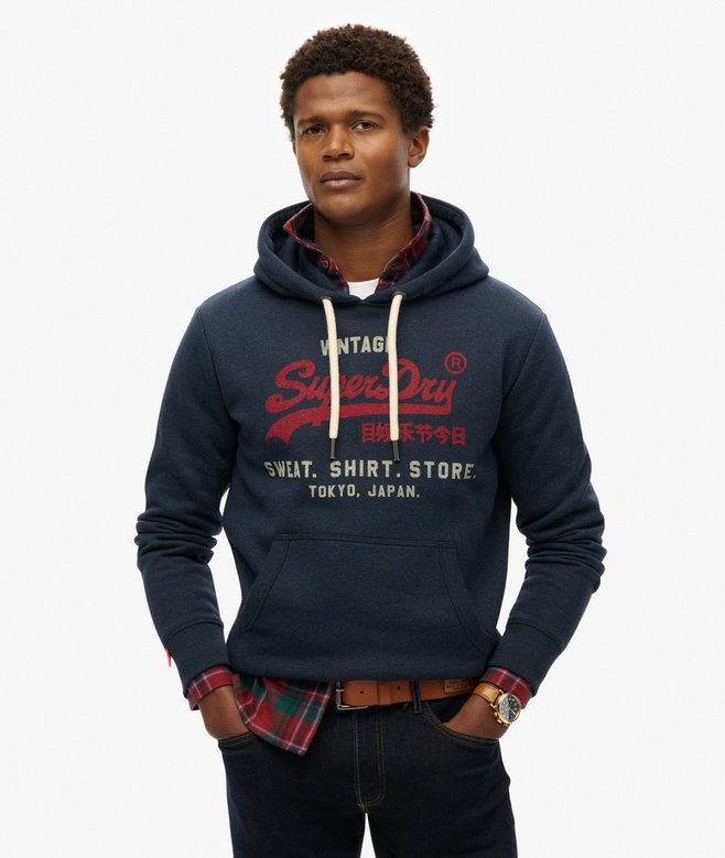 Superdry VL Heritage Relaxed Hood Trench Navy Marl