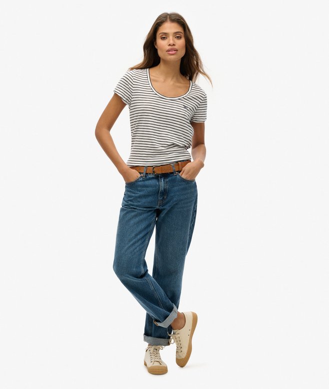 Superdry Scoop Neck T-Shirt Optic/Eclipse Navy