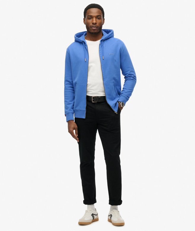 Superdry Essential Logo Zip Hoodie HB Chambray Blue