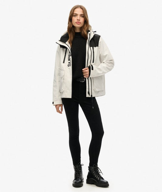 Superdry Ladies Colour Block Ultimate Windbreaker Off White/Black