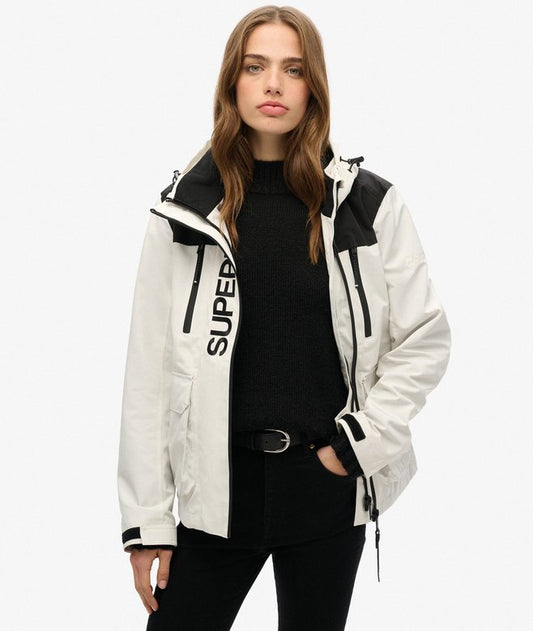 Superdry Ladies Colour Block Ultimate Windbreaker Off White/Black