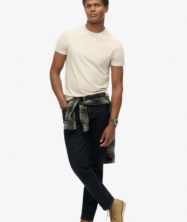 Superdry Essential Logo Embroidered T-Shirt Oat Cream Marl*