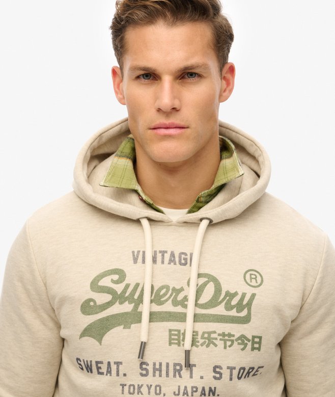 Superdry VL Heritage Relaxed Hood Pelican Beige Marl