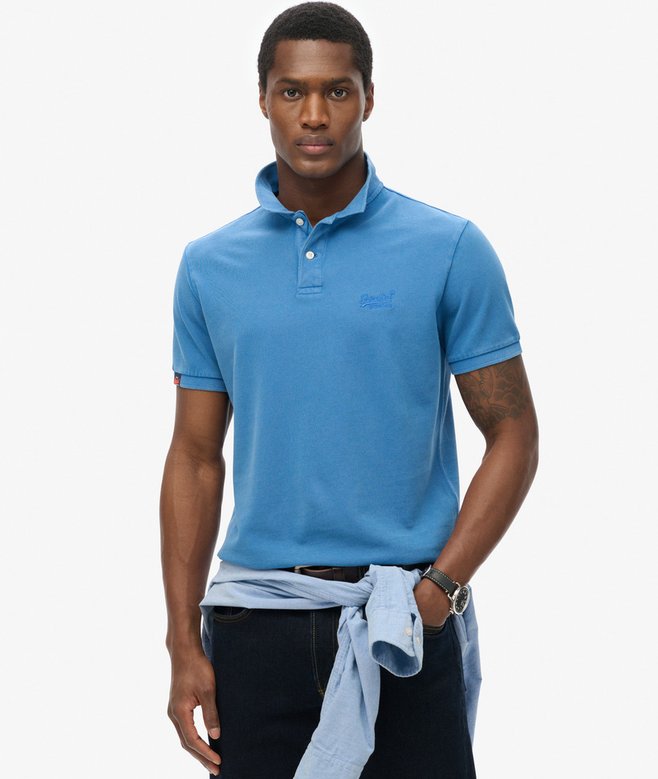 Superdry Vintage Destroy Polo Shirt Monaco Blue