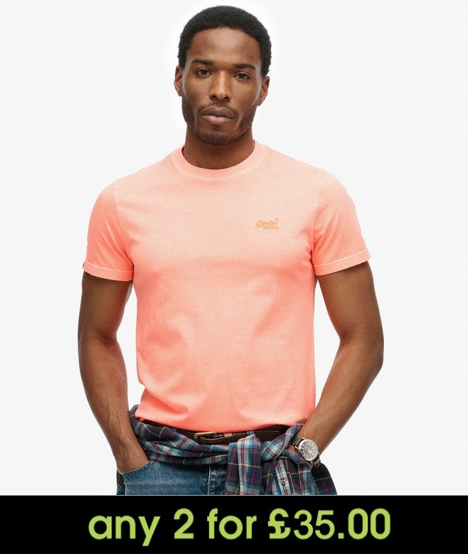 Superdry Essential Logo Embroidered T-Shirt Dry Fluro Orange