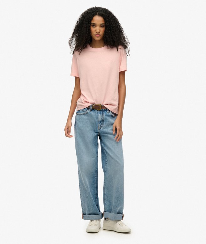Superdry Essential Logo Embroidered T-Shirt Pale Rose Pink