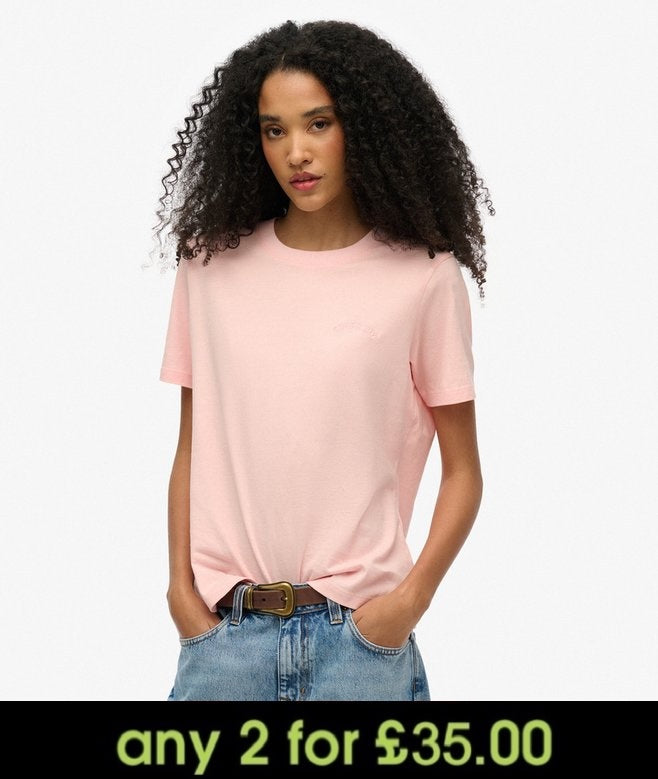 Superdry Essential Logo Embroidered T-Shirt Pale Rose Pink