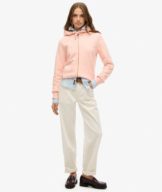 Superdry Ladies Essential Logo Zip Hood HB Pale Rose Pink
