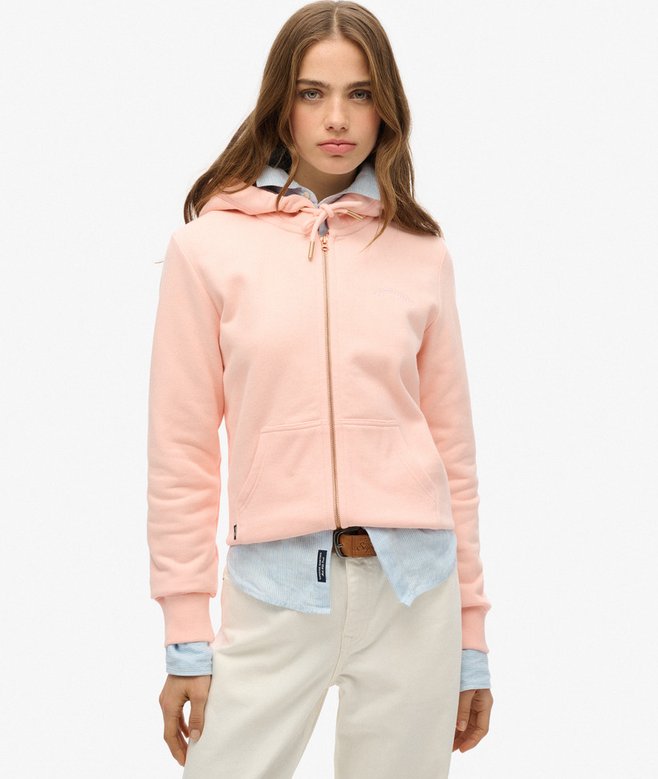 Superdry Ladies Essential Logo Zip Hood HB Pale Rose Pink