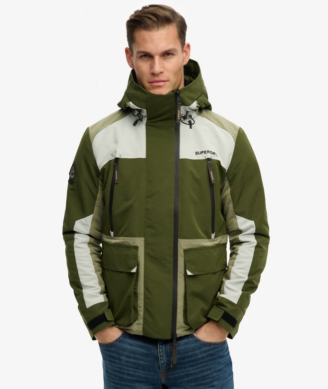 Superdry Hooded Colour Block Windbreaker Jacket Rifle Green