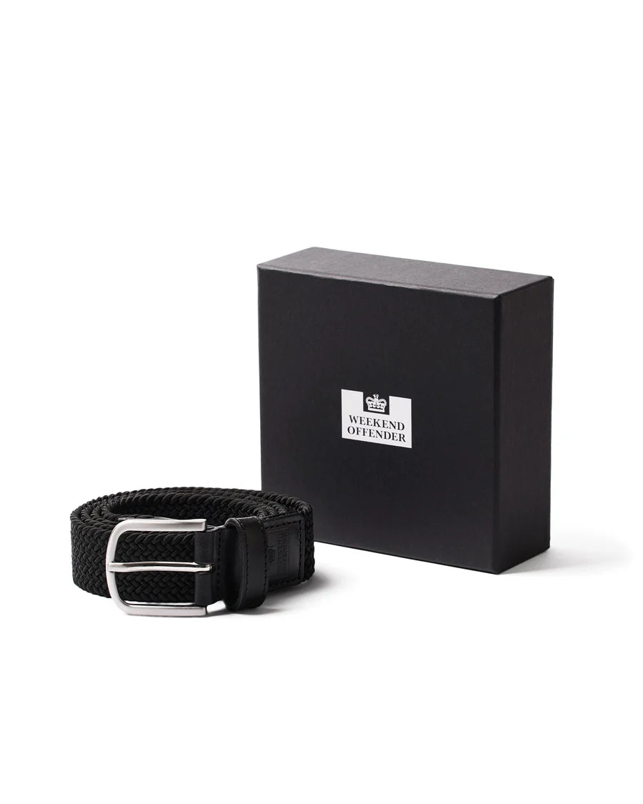 Weekend Offender Boxed Woven Belt Black