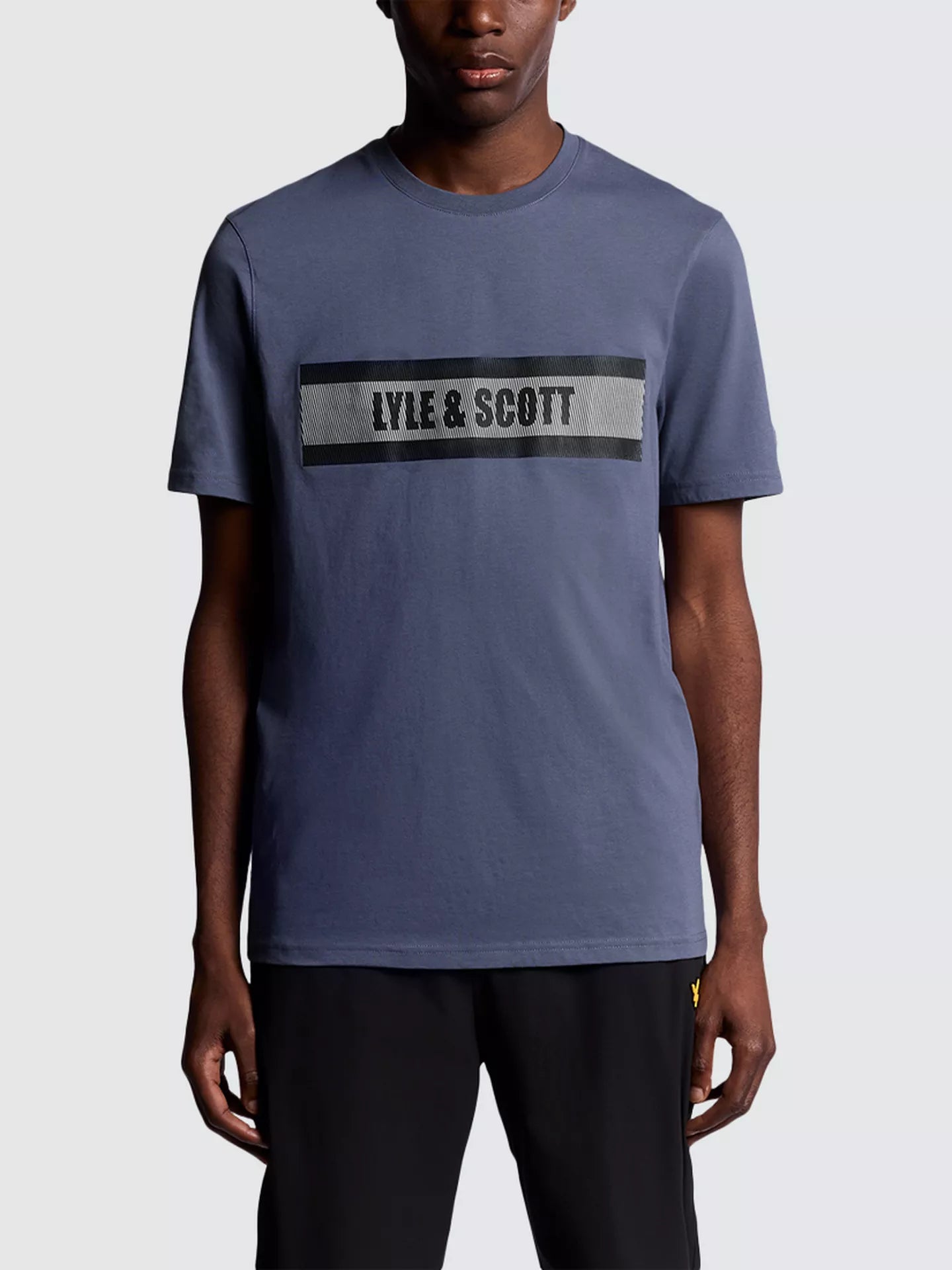 Lyle & Scott Stripe Logo Graphic T-Shirt Steel Indigo