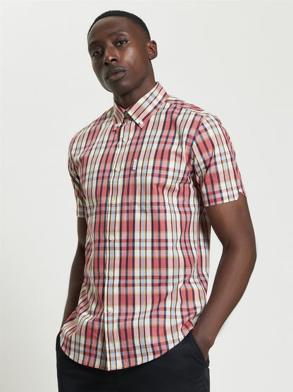 Ben Sherman Irregular Check Shirt Cerise