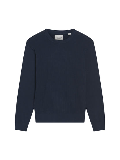 Ben Sherman Textured Front Knitted Crewneck Dark Navy