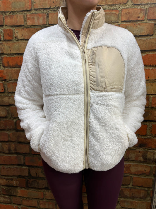 Reebok Ladies Double Monkey Fleece Jacket Cream