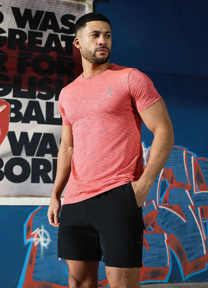 Gym King Seamless Space Dye T-Shirt Urban Grey/Coral