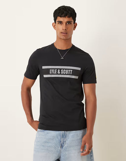 Lyle & Scott Stripe Logo Graphic T-Shirt Jet Black