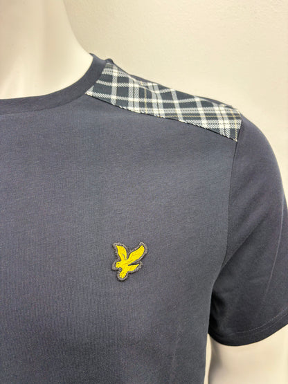 Lyle & Scott Check Panelled T-Shirt Dark Navy