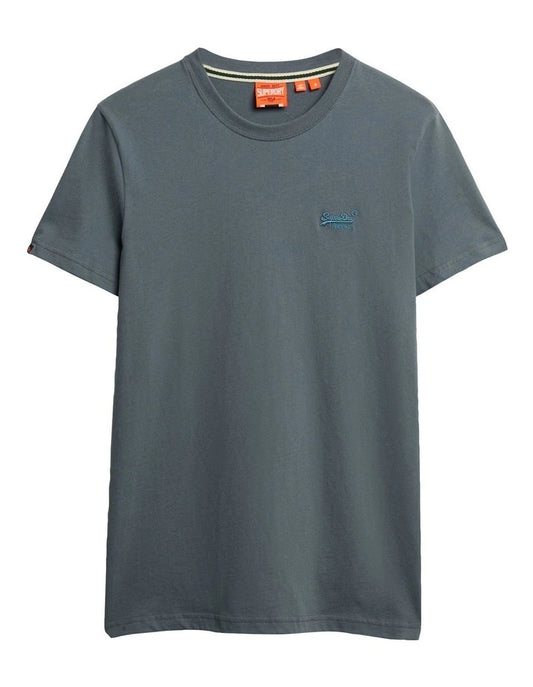 Superdry Essential Logo Embroidered T-Shirt Stormy Weather Blue