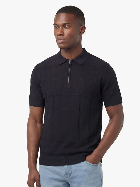 Luke 1977 Elgin Knit Check Polo Shirt Black