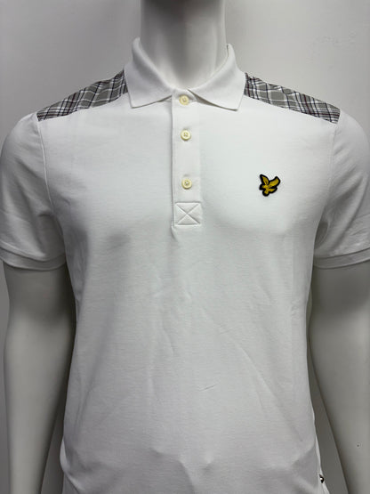 Lyle & Scott Check Panelled Polo Shirt White