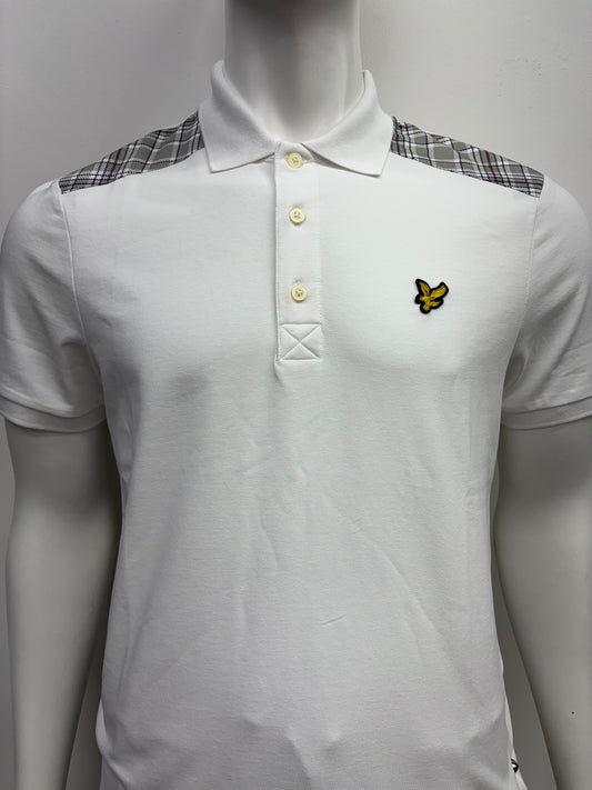 Lyle & Scott Check Panelled Polo Shirt White