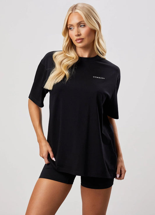 Gym King Ladies 365 Jersey Boyfriend T-Shirt Black