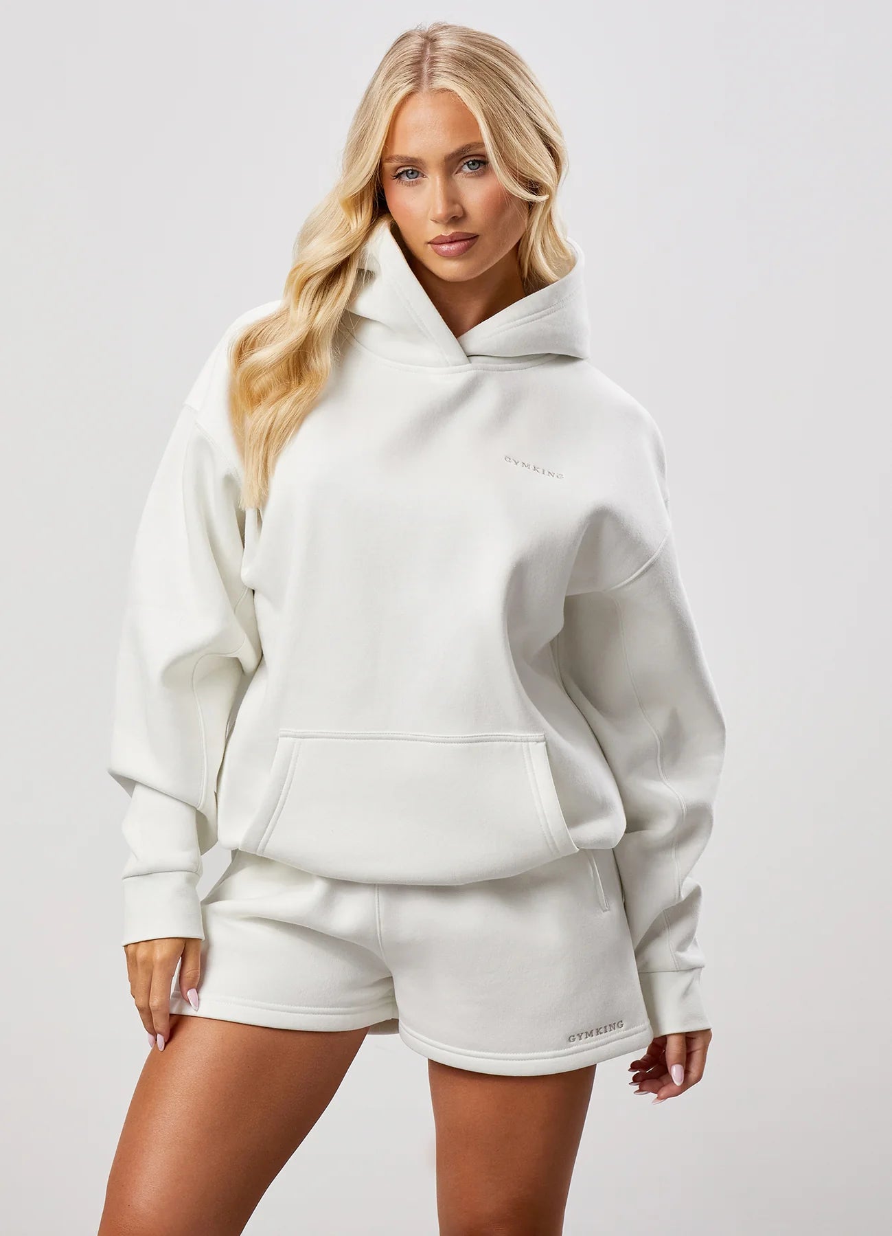 Gym King Ladies 365 Relaxed Fit Fleece Hoodie Cream