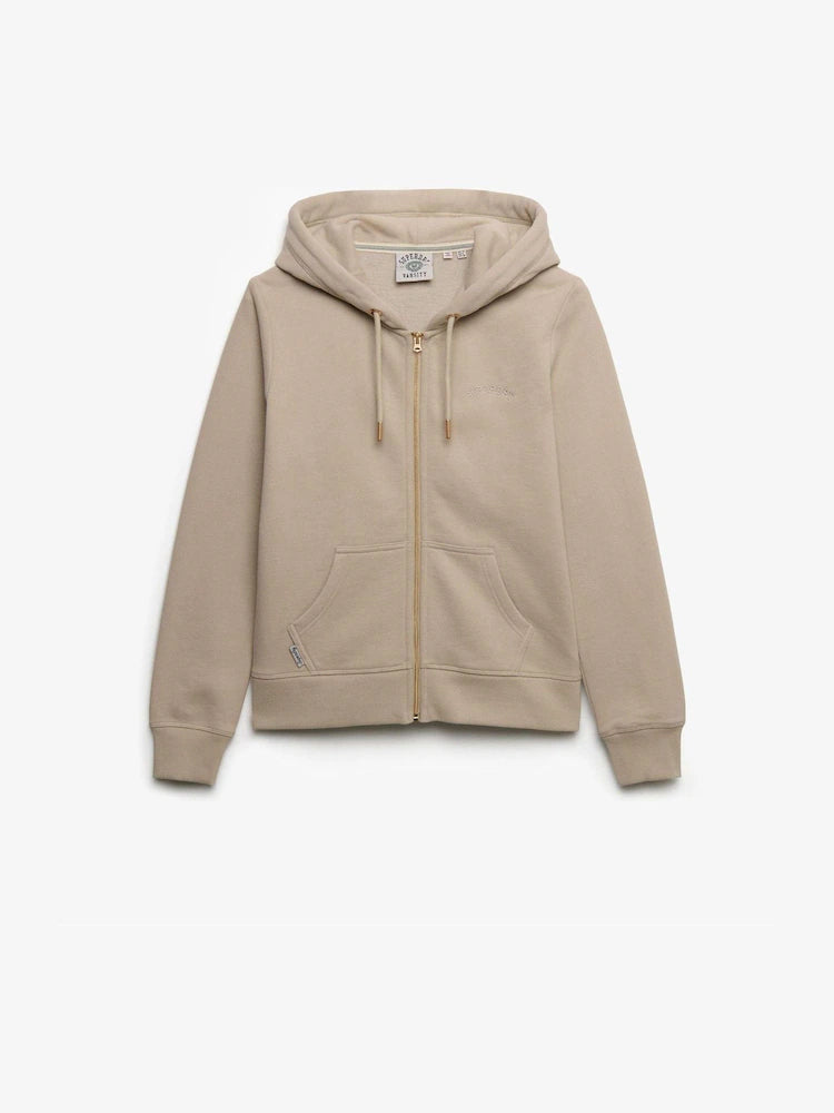 Superdry Ladies Essential Logo Zip Hood HB Feather Grey