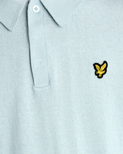 Lyle & Scott Cotton Knitted Polo Shirt Opal Blue