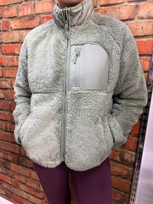 Reebok Ladies Double Monkey Fleece Jacket Sage