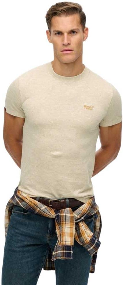 Superdry Essential Logo Embroidered T-Shirt Surplus Neutral Beige Feeder