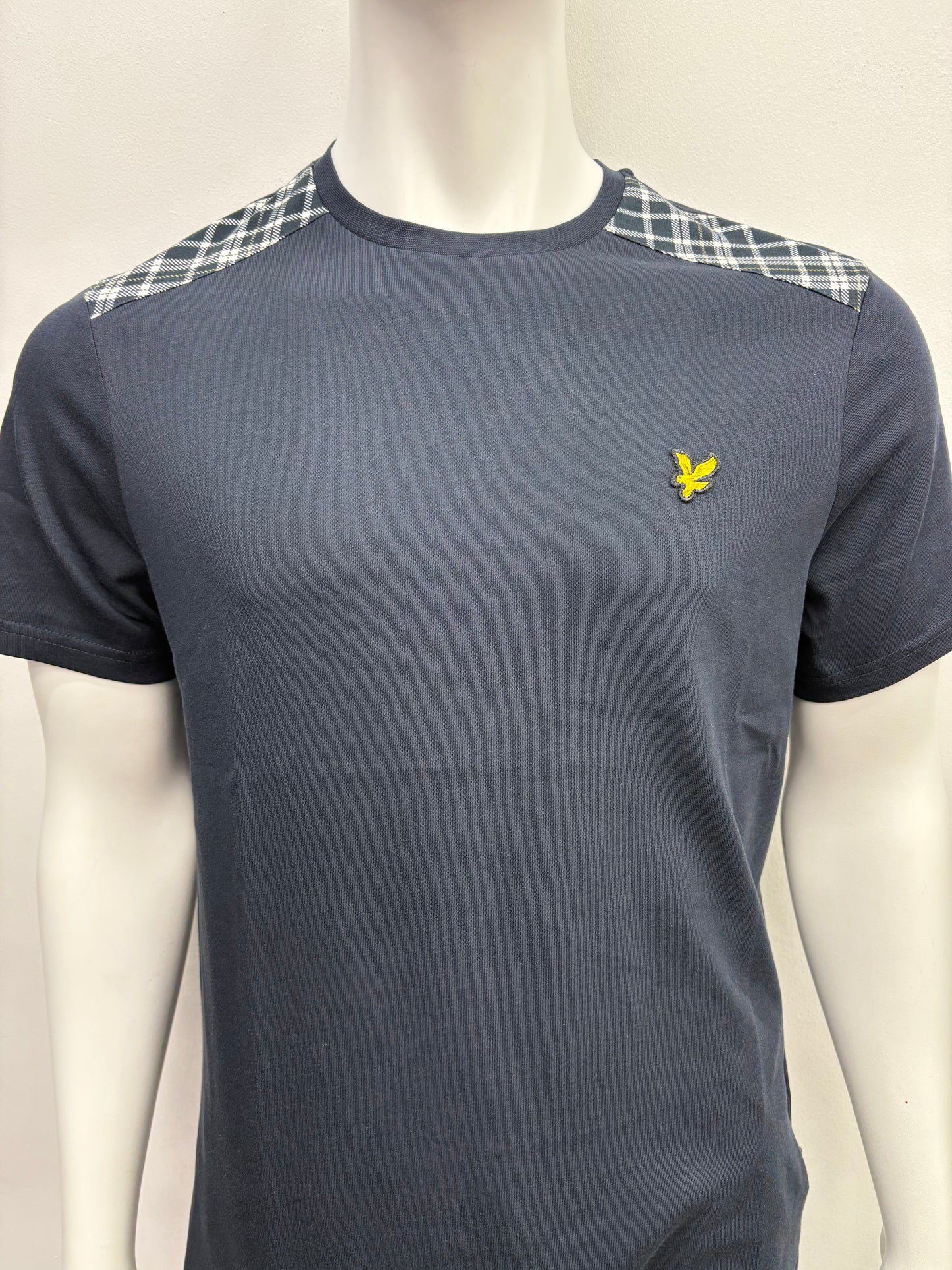 Lyle & Scott Check Panelled T-Shirt Dark Navy
