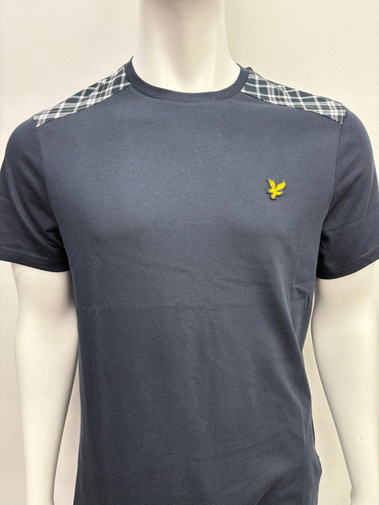 Lyle & Scott Check Panelled T-Shirt Dark Navy