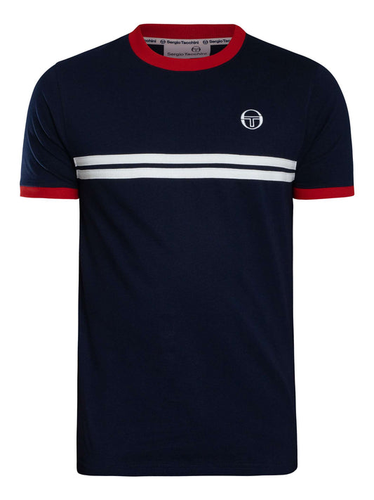 Sergio Tacchini Supermac T-Shirt Maritime Blue/Adrenaline Rush/White