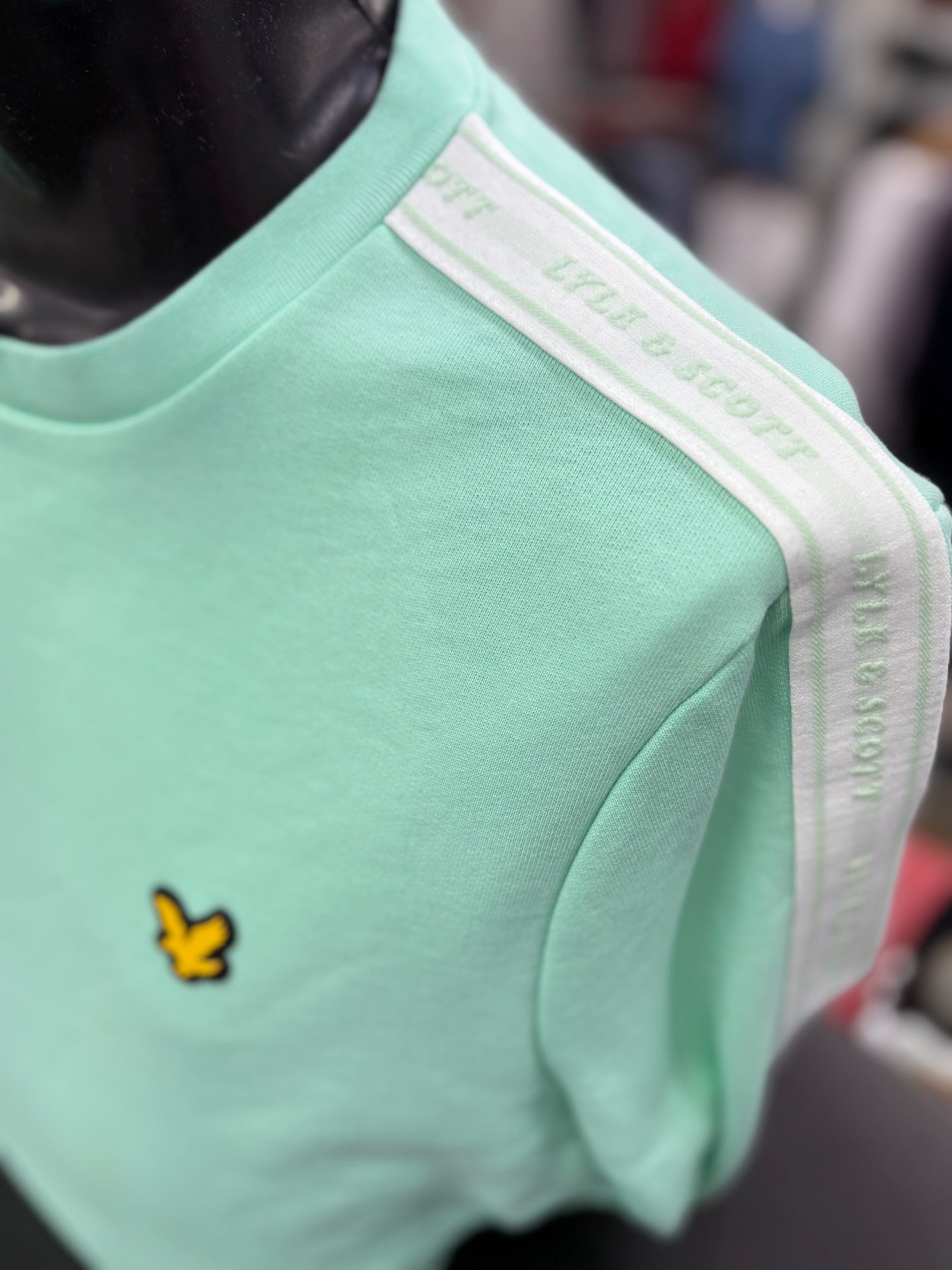Lyle & Scott Jacquard Tape Crew Neck Sweatshirt Cool Mint