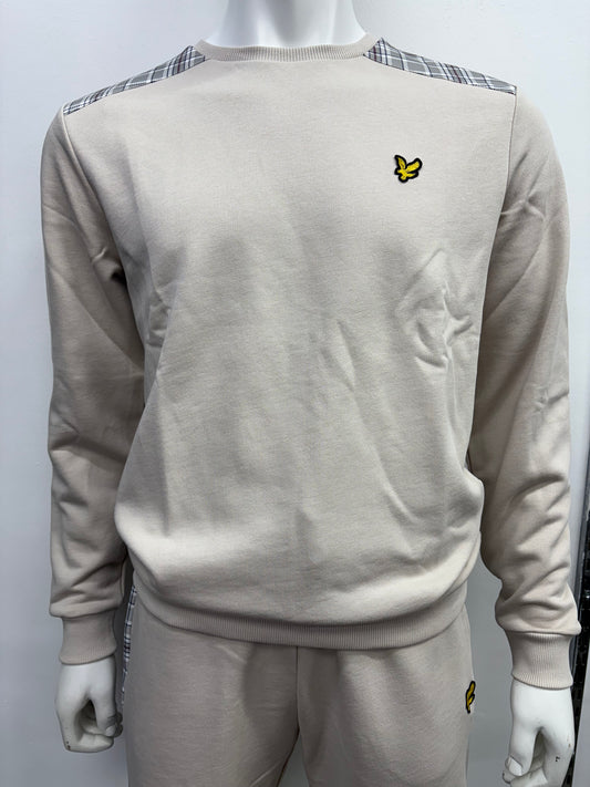 Lyle & Scott Check Panelled Crewneck Sweatshirt Cove