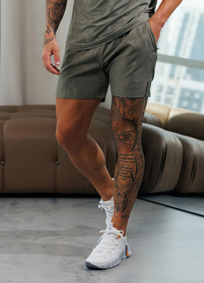 Gym King Debossed Camo Short 5” Olive