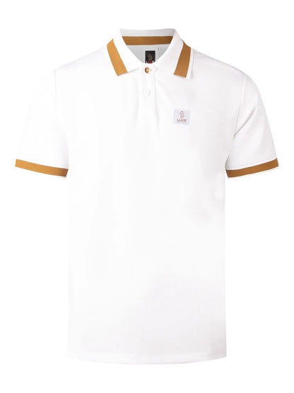 Luke 1977 Makati Honeycomb Textured Polo Shirt White/Gold