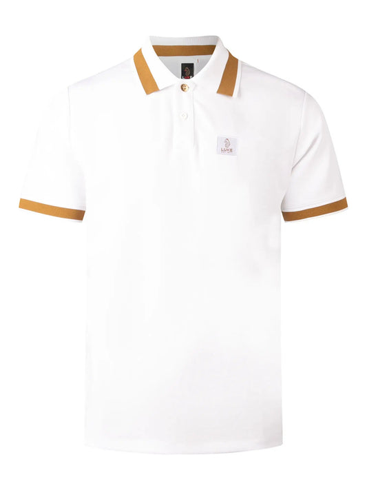 Luke 1977 Makati Honeycomb Textured Polo Shirt White/Gold