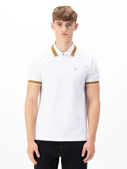 Luke 1977 Makati Honeycomb Textured Polo Shirt White/Gold