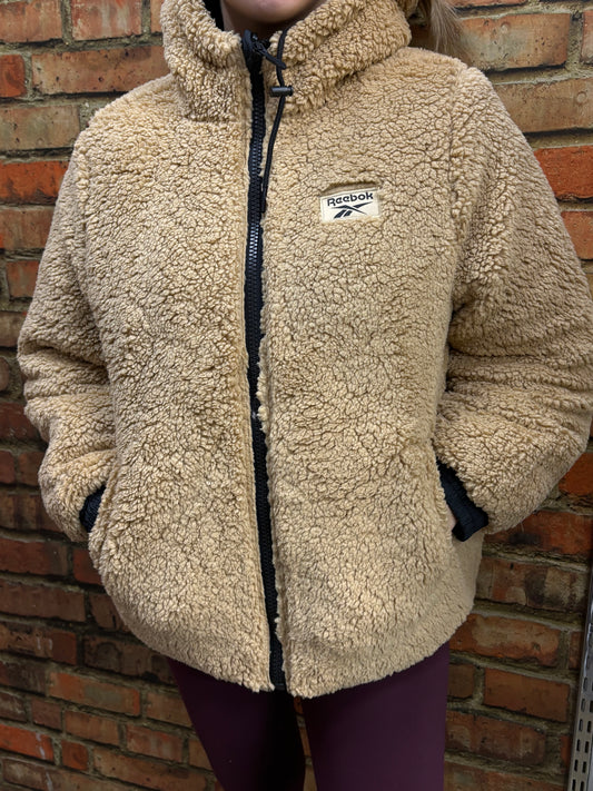Reebok Ladies Reversible Puffer Sherpa Jacket Black
