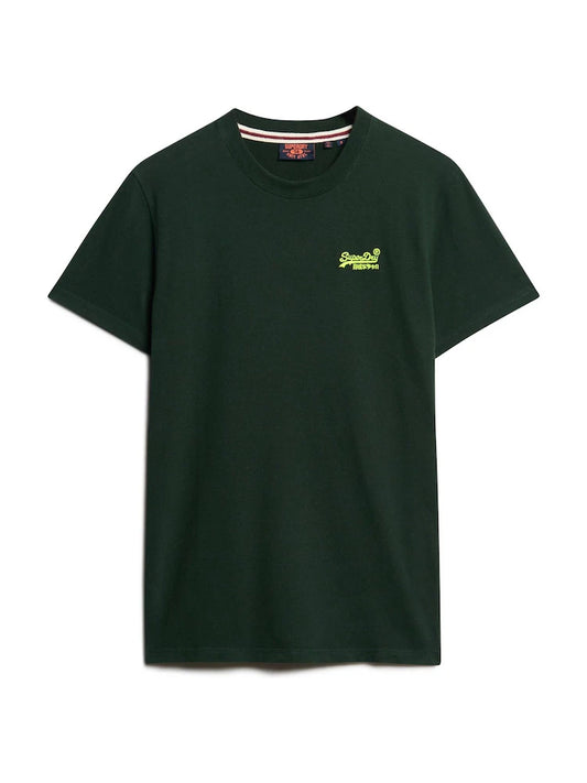 Superdry Essential Logo Embroidered T-Shirt Forest Green/Fluro Yellow*