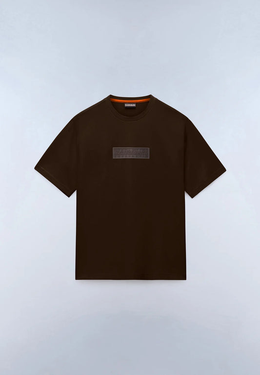Napapijri Box Logo Short Sleeve T-Shirt Dark Brown