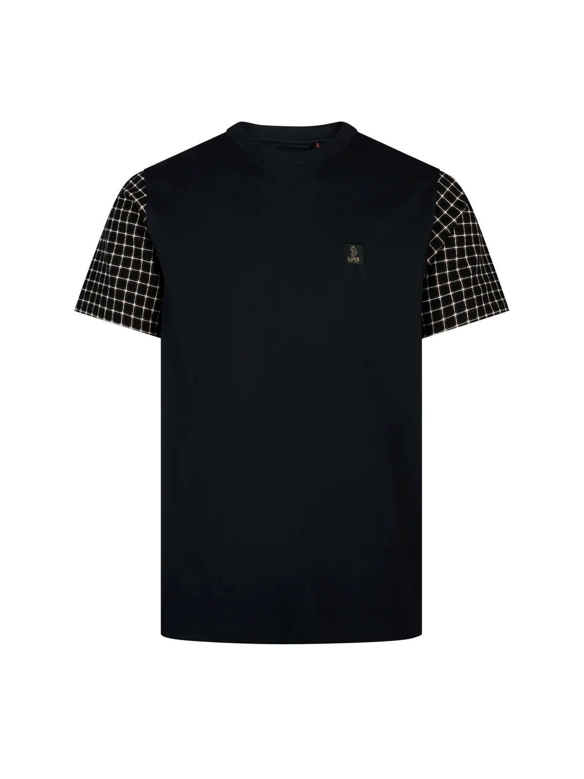 Luke 1977 Dale Check Sleeve T-Shirt Navy
