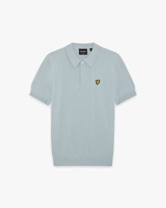Lyle & Scott Cotton Knitted Polo Shirt Opal Blue