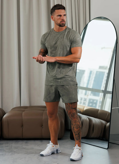 Gym King Debossed Camo Short 5” Olive
