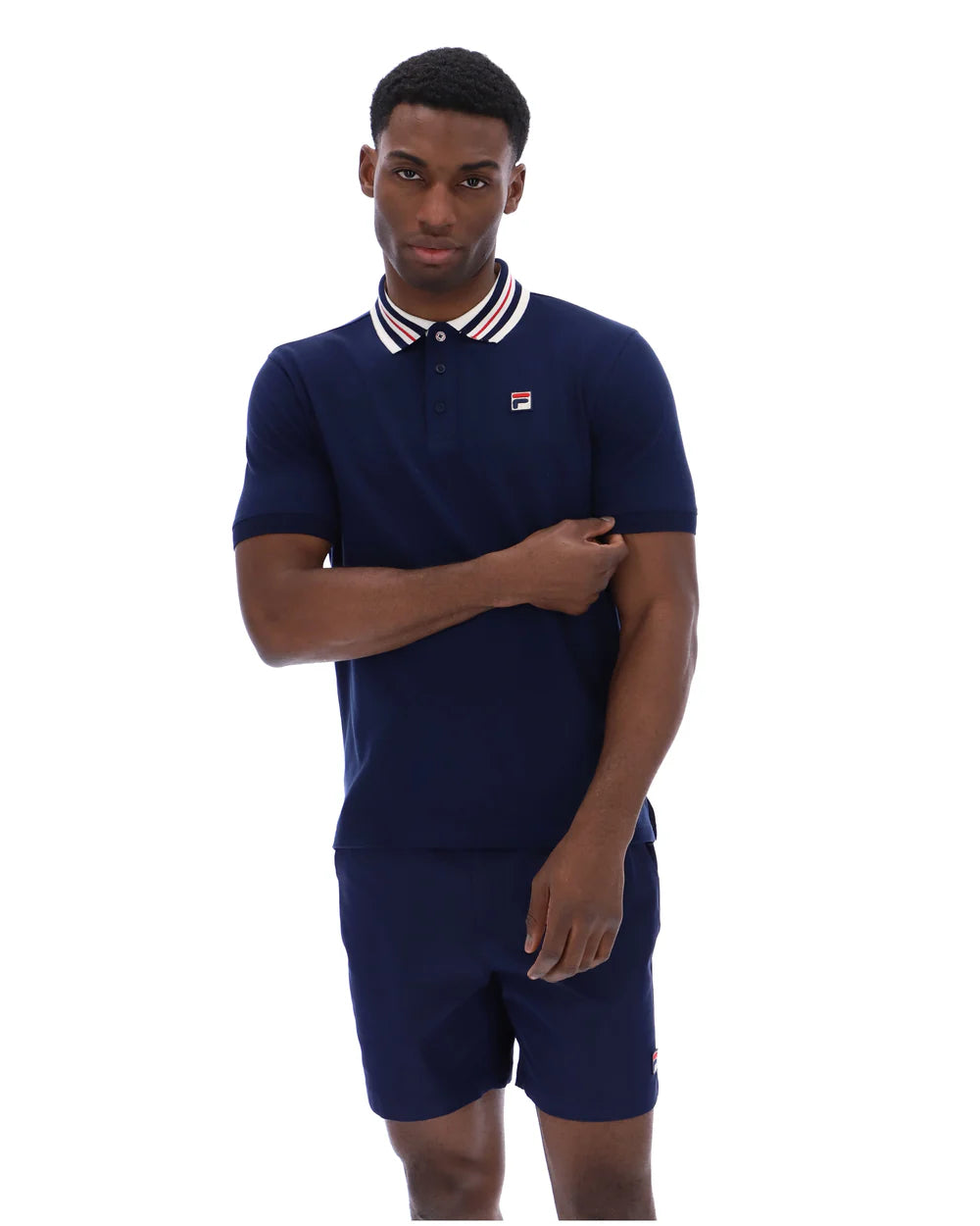 FILA Vintage Achille Tape Basic Polo Shirt Navy
