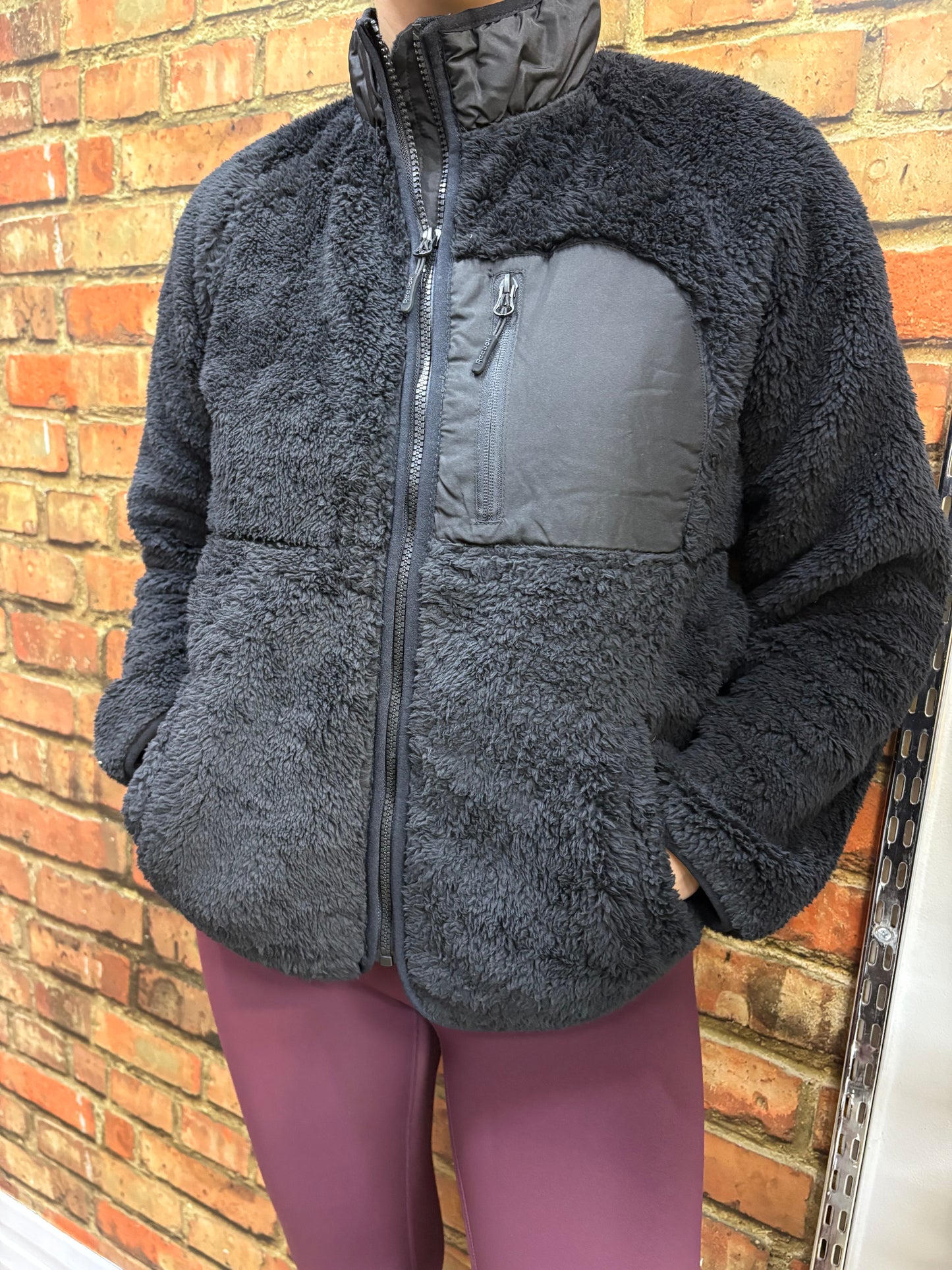 Reebok Ladies Double Monkey Fleece Jacket Black